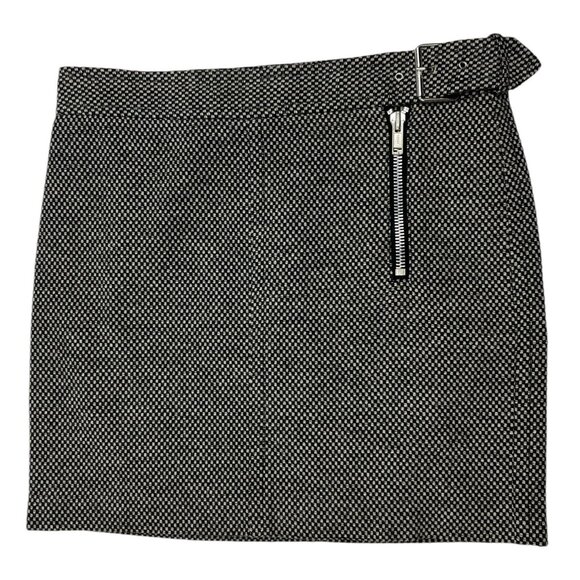 VTG Y2K Tommy Hilfiger Checkered Tweed Black/Cream Mini Skirt Buckle Size 6 - Picture 1 of 15